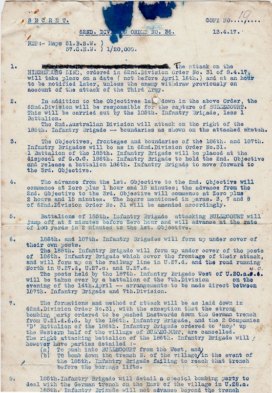 208 E 13apr orders for May 1917 attack