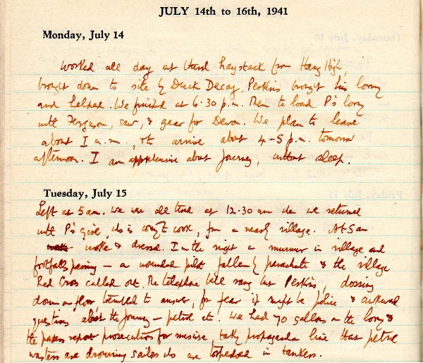 woods diary 14.7.1941